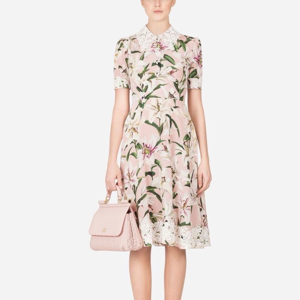Dolce & Gabbana Pink Floral Midi Dress